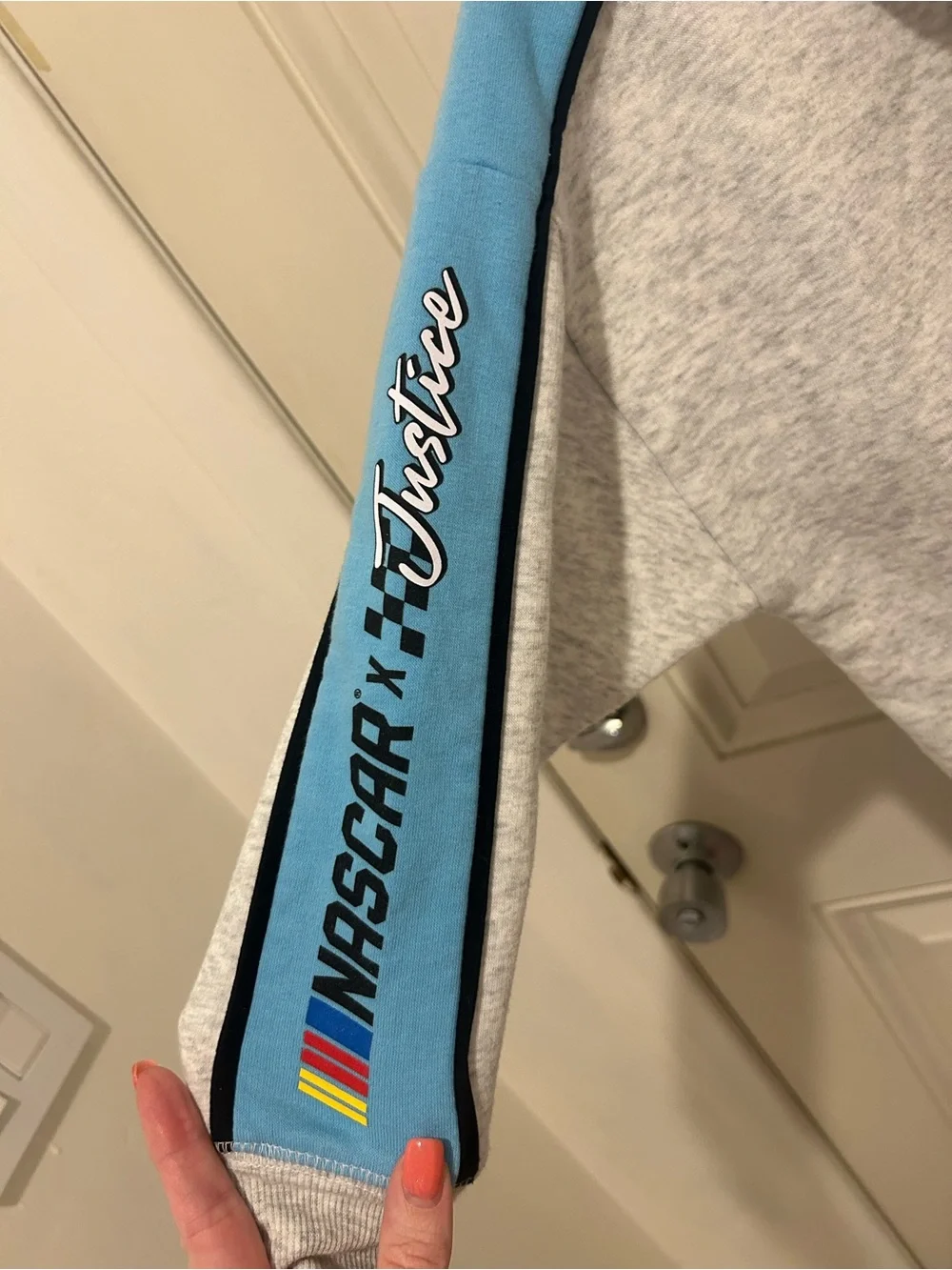 Justice Gray & Light Blue NASCAR Racing Hoodie and Sweatpants